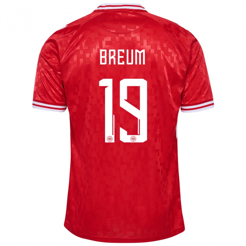 Hombre Camiseta Dinamarca Jakob Breum #19 Rojo 1ª Equipación 24-26 La Camisa Chile