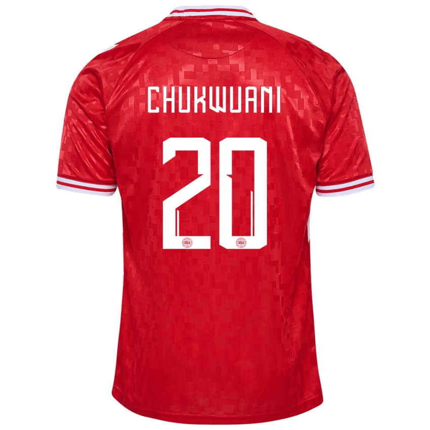 Hombre Camiseta Dinamarca Tochi Chukwuani #20 Rojo 1ª Equipación 24-26 La Camisa Chile