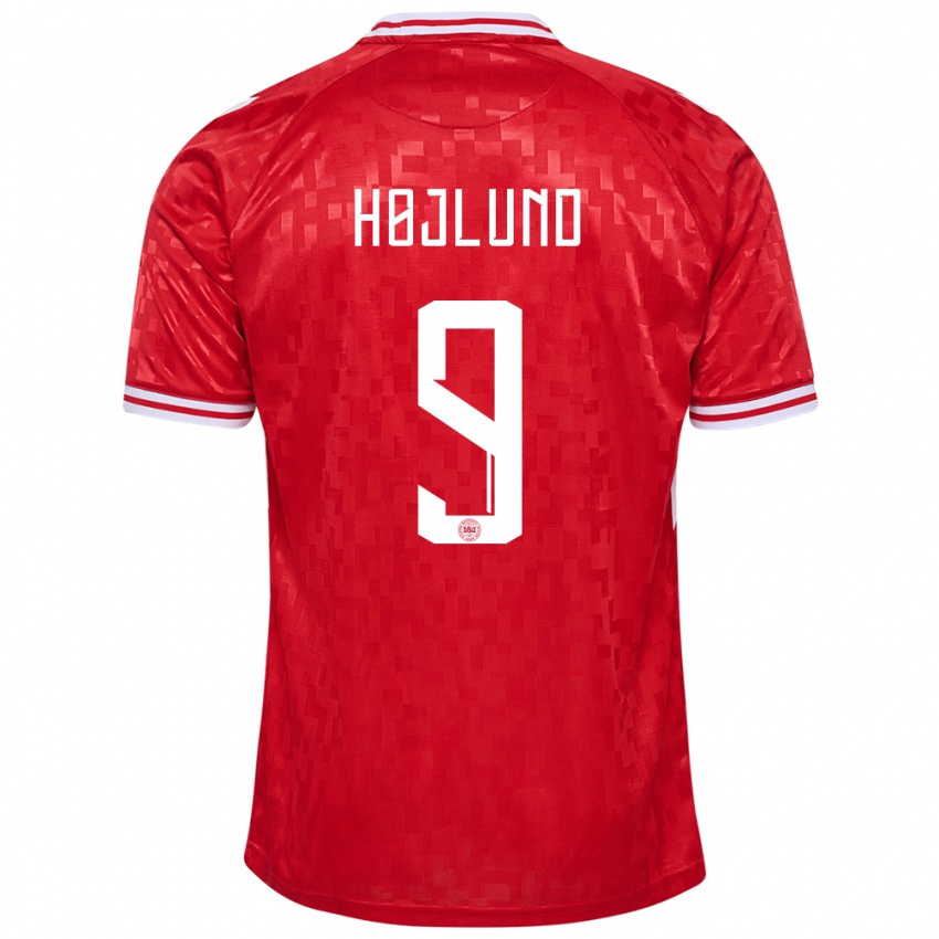 Hombre Camiseta Dinamarca Emil Højlund #9 Rojo 1ª Equipación 24-26 La Camisa Chile