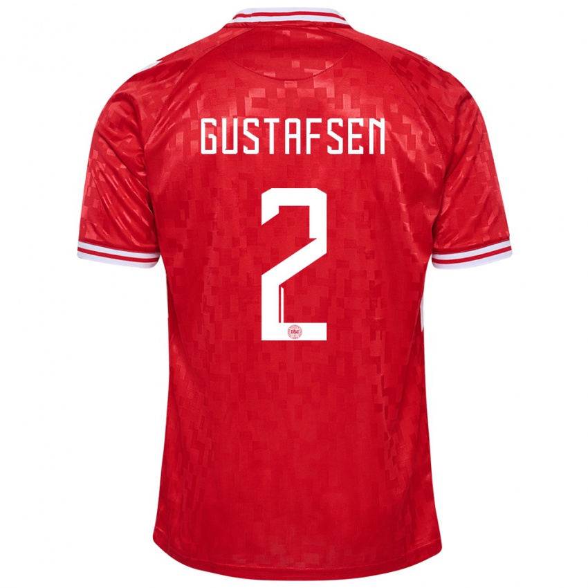 Hombre Camiseta Dinamarca Victor Gustafsen #2 Rojo 1ª Equipación 24-26 La Camisa Chile