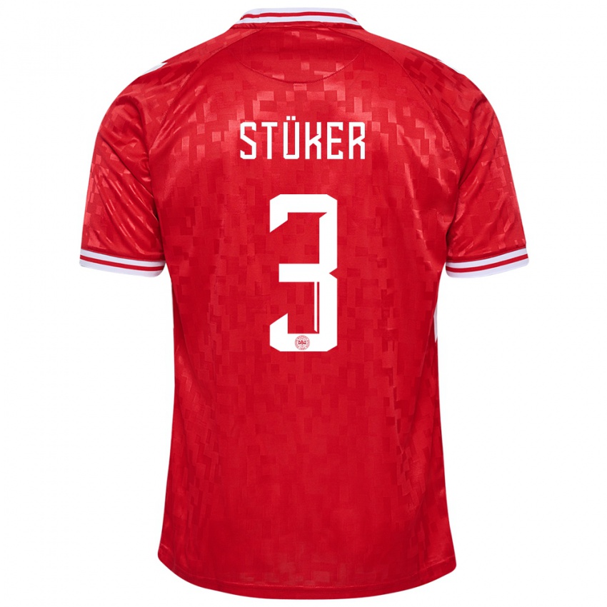 Hombre Camiseta Dinamarca Simon Stüker #3 Rojo 1ª Equipación 24-26 La Camisa Chile