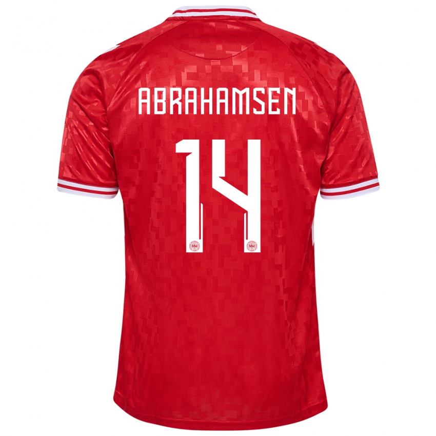 Hombre Camiseta Dinamarca Mads Abrahamsen #14 Rojo 1ª Equipación 24-26 La Camisa Chile