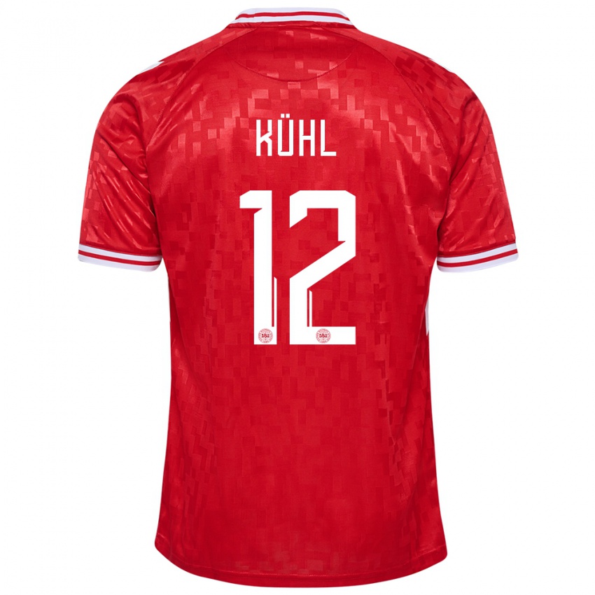 Hombre Camiseta Dinamarca Kathrine Kuhl #12 Rojo 1ª Equipación 24-26 La Camisa Chile