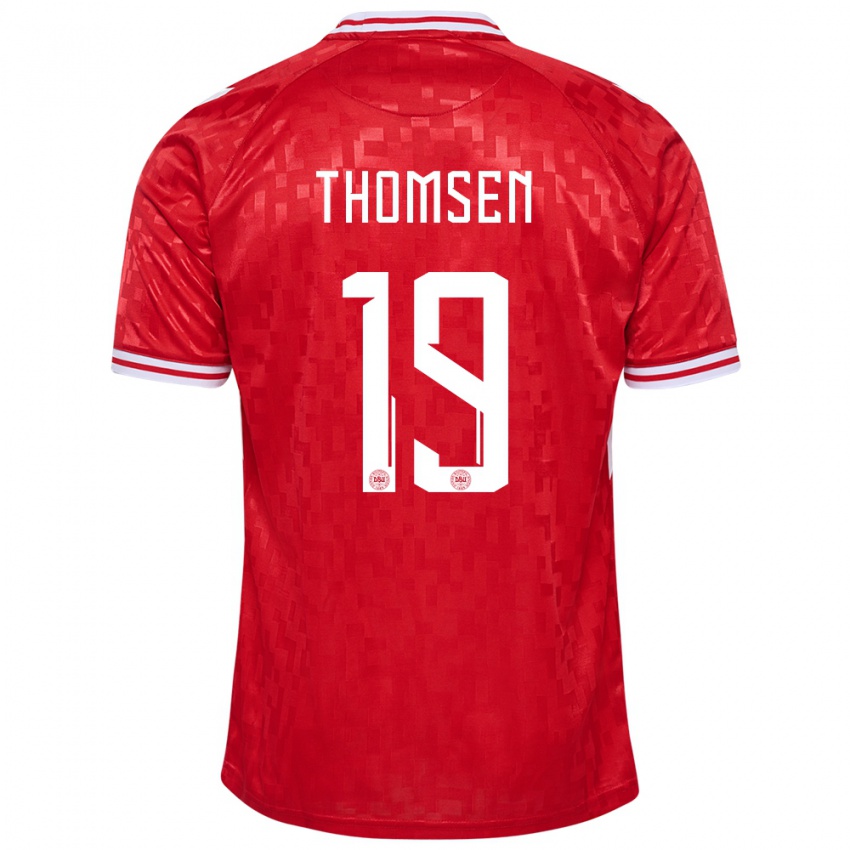 Hombre Camiseta Dinamarca Janni Thomsen #19 Rojo 1ª Equipación 24-26 La Camisa Chile