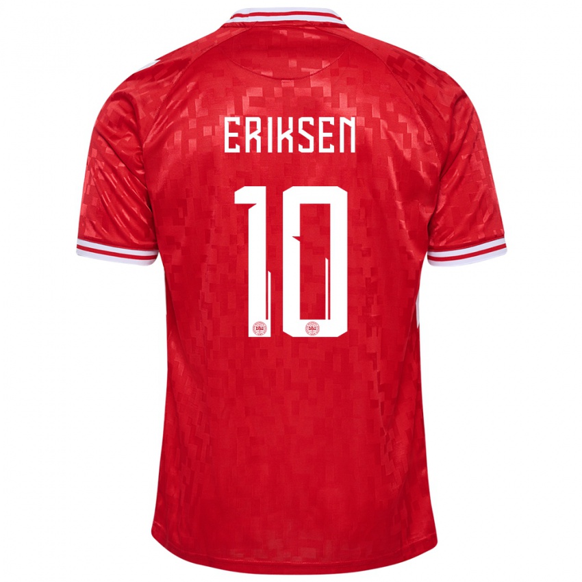 Hombre Camiseta Dinamarca Christian Eriksen #10 Rojo 1ª Equipación 24-26 La Camisa Chile