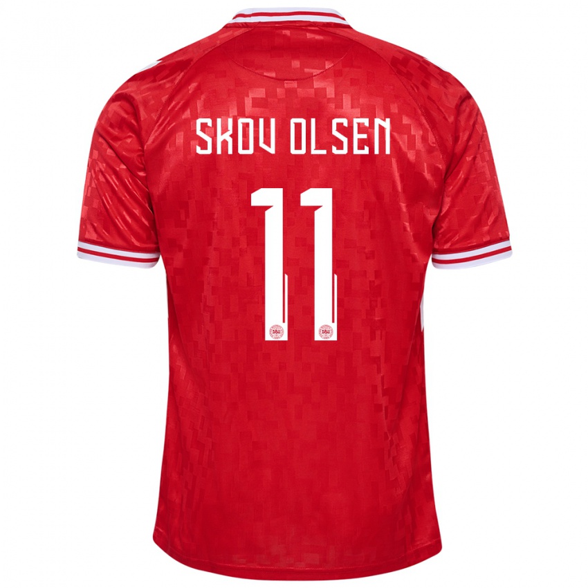 Hombre Camiseta Dinamarca Andreas Skov Olsen #11 Rojo 1ª Equipación 24-26 La Camisa Chile