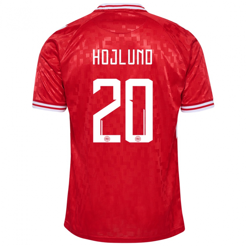 Hombre Camiseta Dinamarca Rasmus Hojlund #20 Rojo 1ª Equipación 24-26 La Camisa Chile