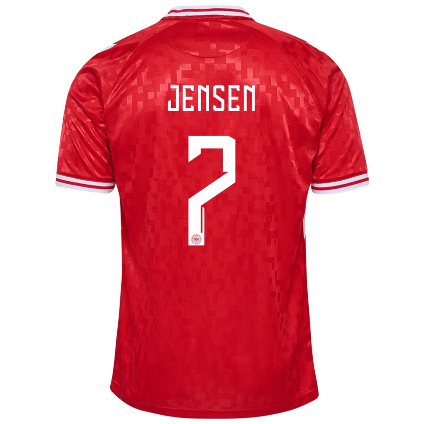 Hombre Camiseta Dinamarca Victor Jensen #7 Rojo 1ª Equipación 24-26 La Camisa Chile