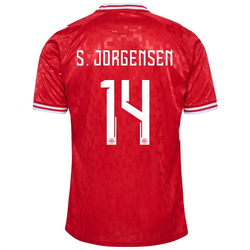 Hombre Camiseta Dinamarca Sebastian Jorgensen #14 Rojo 1ª Equipación 24-26 La Camisa Chile