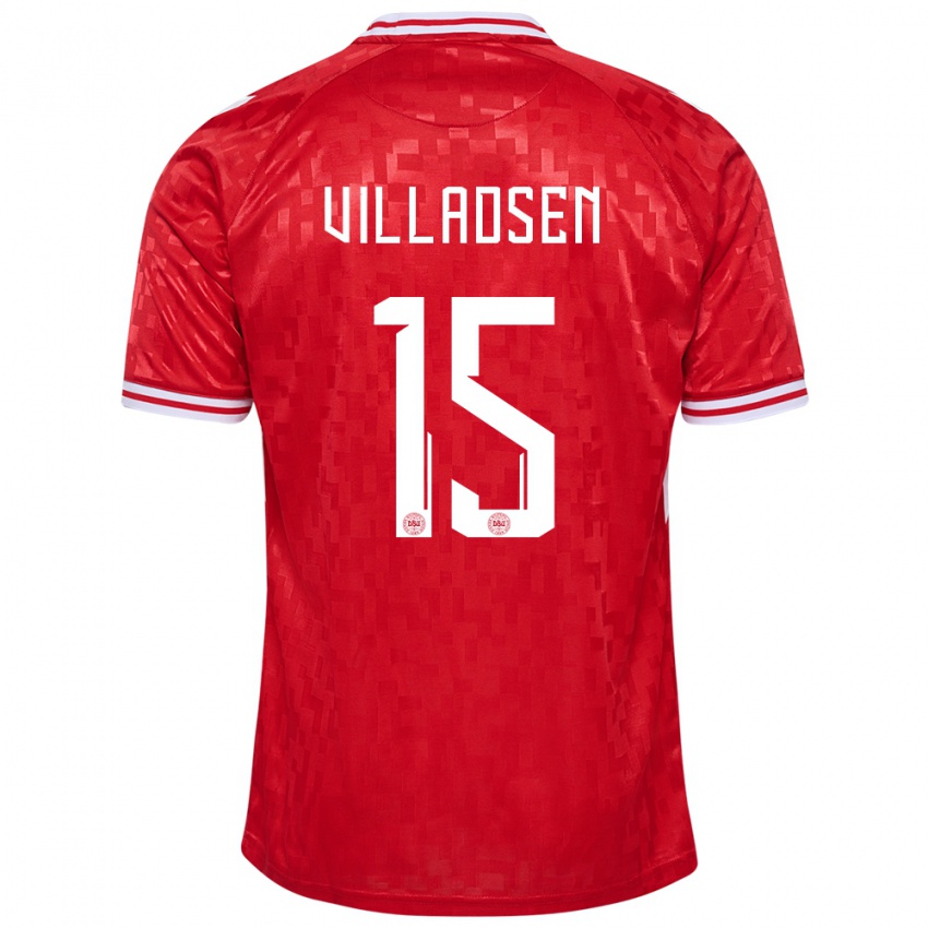 Hombre Camiseta Dinamarca Oliver Villadsen #15 Rojo 1ª Equipación 24-26 La Camisa Chile