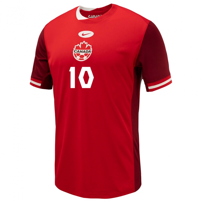 Hombre Camiseta Canadá Jonathan David #10 Rojo 1ª Equipación 24-26 La Camisa Chile