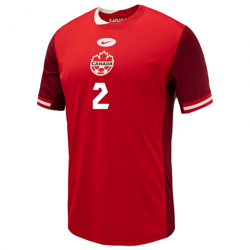 Hombre Camiseta Canadá Noah Abatneh #2 Rojo 1ª Equipación 24-26 La Camisa Chile