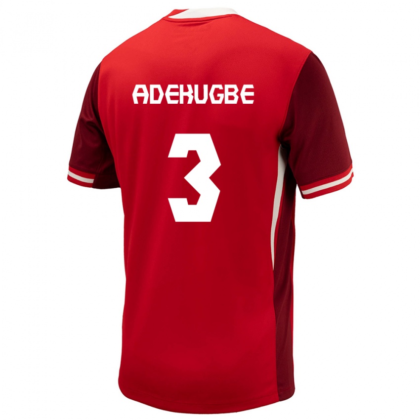 Hombre Camiseta Canadá Samuel Adekugbe #3 Rojo 1ª Equipación 24-26 La Camisa Chile