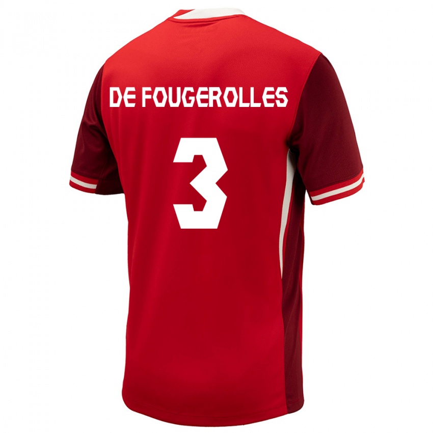 Hombre Camiseta Canadá Luc De Fougerolles #3 Rojo 1ª Equipación 24-26 La Camisa Chile