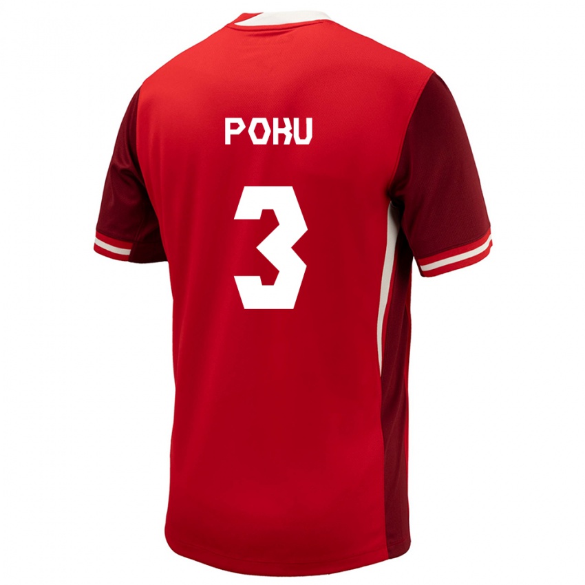 Hombre Camiseta Canadá Kwasi Poku #3 Rojo 1ª Equipación 24-26 La Camisa Chile