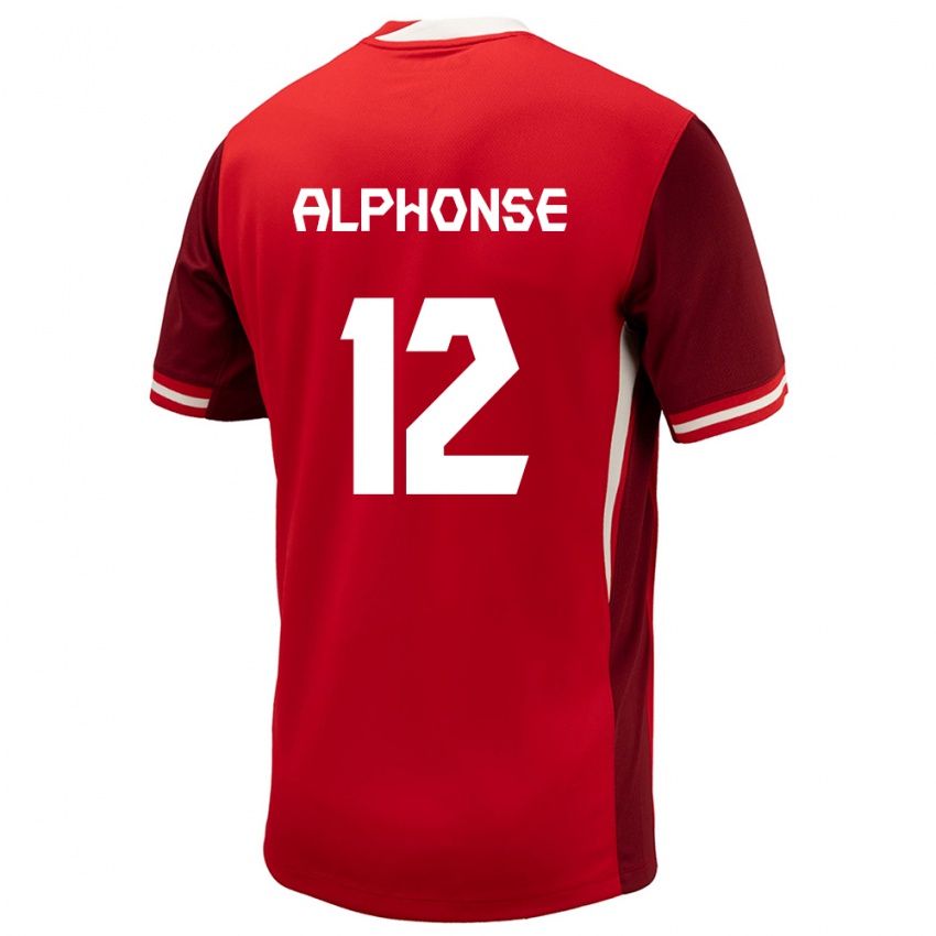 Hombre Camiseta Canadá Jefferson Alphonse #12 Rojo 1ª Equipación 24-26 La Camisa Chile