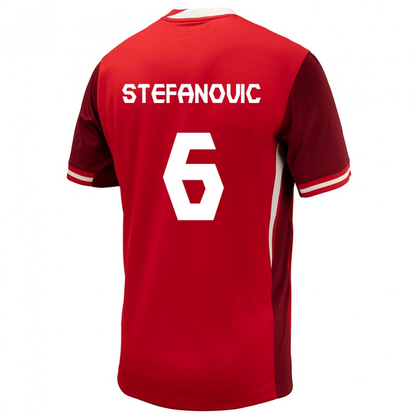 Hombre Camiseta Canadá Lazar Stefanovic #6 Rojo 1ª Equipación 24-26 La Camisa Chile