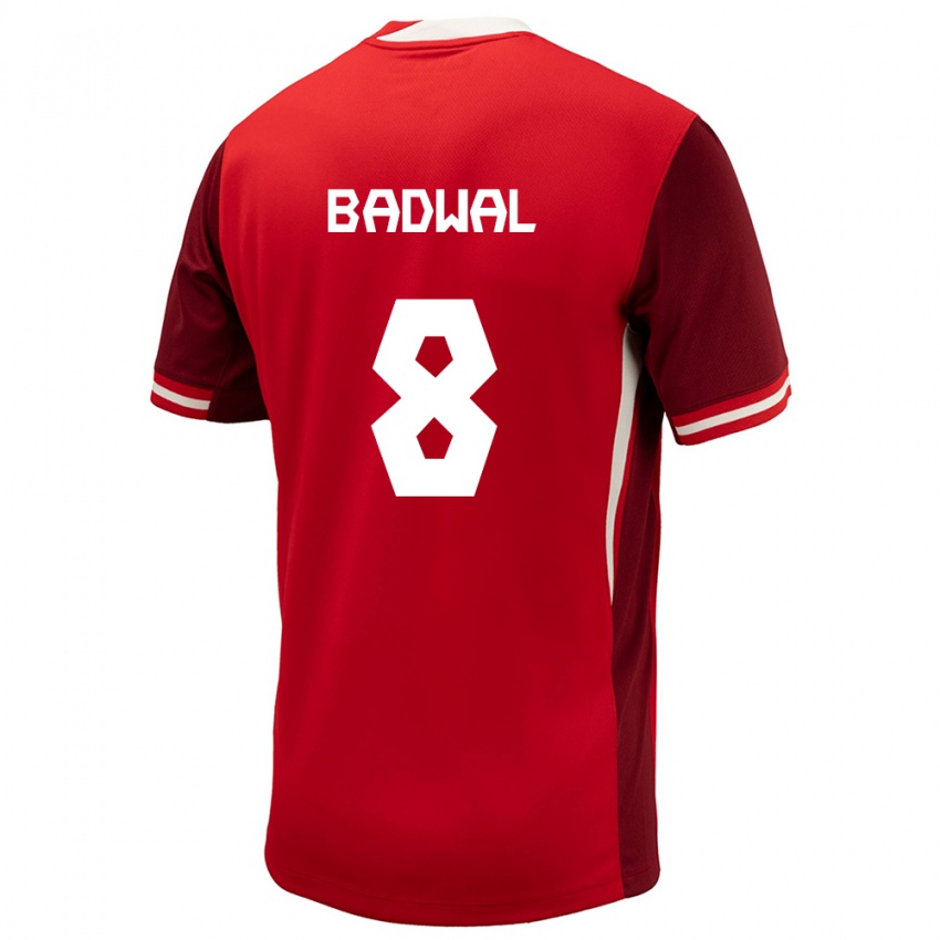 Hombre Camiseta Canadá Jeevan Badwal #8 Rojo 1ª Equipación 24-26 La Camisa Chile