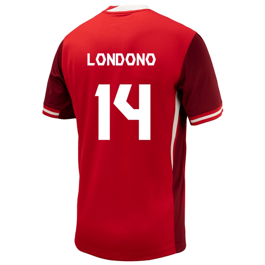 Hombre Camiseta Canadá Tyler Londono #14 Rojo 1ª Equipación 24-26 La Camisa Chile