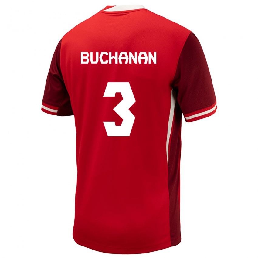 Hombre Camiseta Canadá Kadeisha Buchanan #3 Rojo 1ª Equipación 24-26 La Camisa Chile