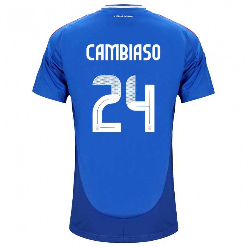 Hombre Camiseta Italia Andrea Cambiaso #24 Azul 1ª Equipación 24-26 La Camisa Chile