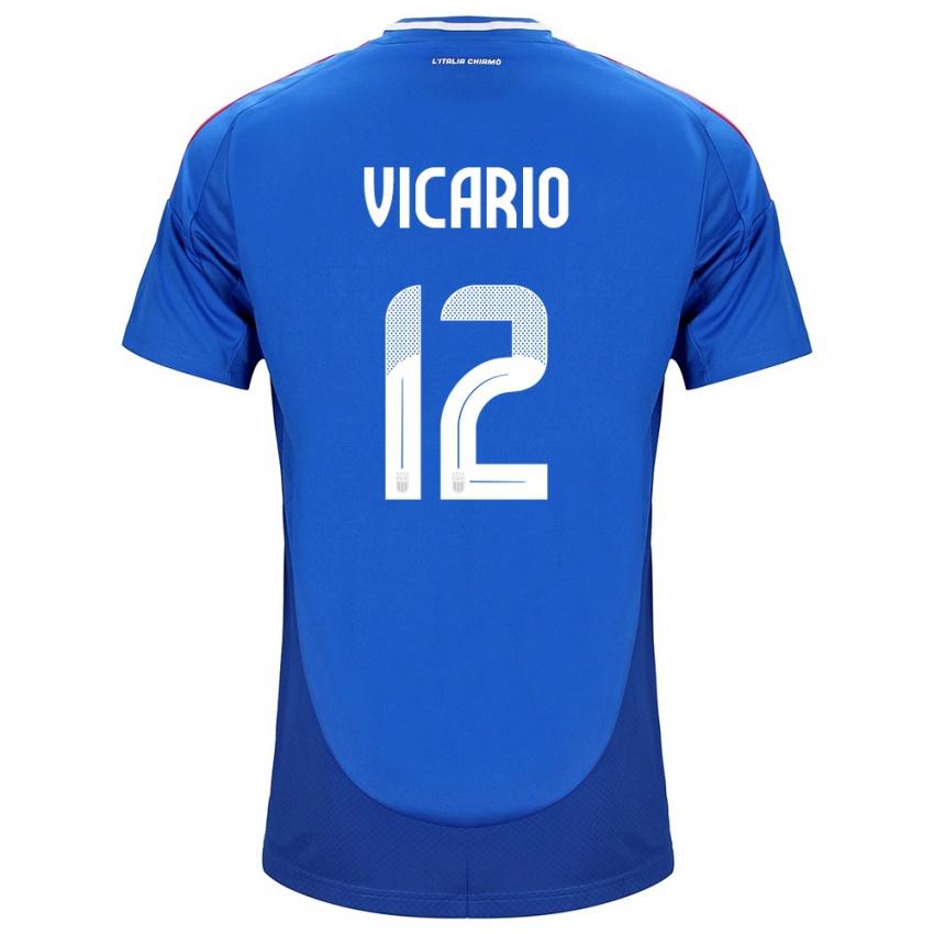 Hombre Camiseta Italia Guglielmo Vicario #12 Azul 1ª Equipación 24-26 La Camisa Chile