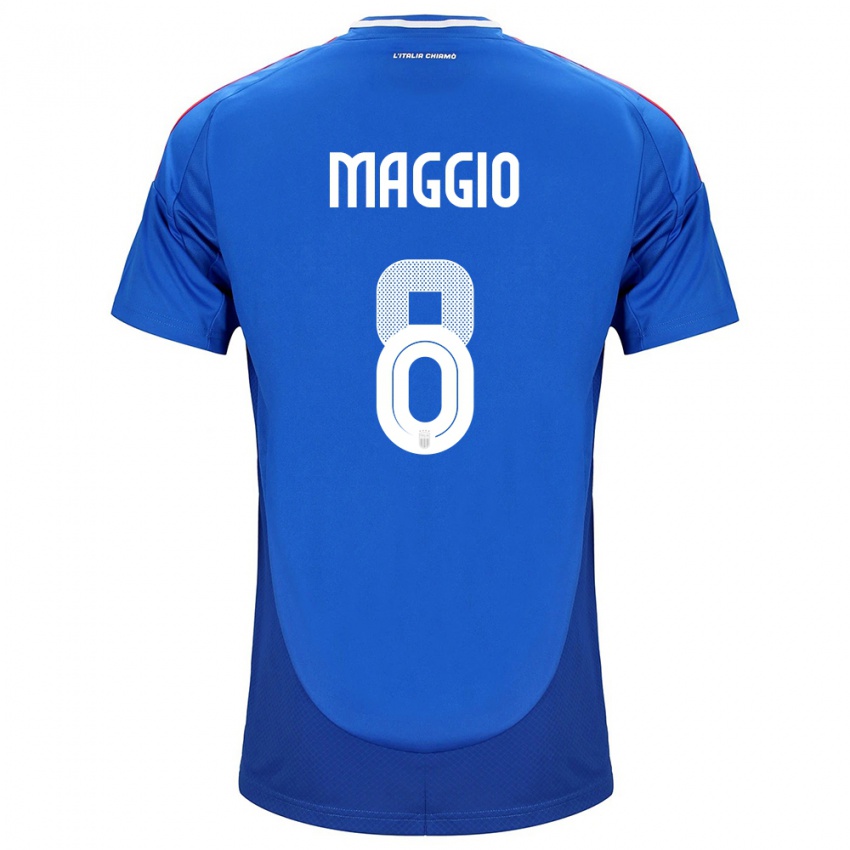 Hombre Camiseta Italia Luca Di Maggio #8 Azul 1ª Equipación 24-26 La Camisa Chile