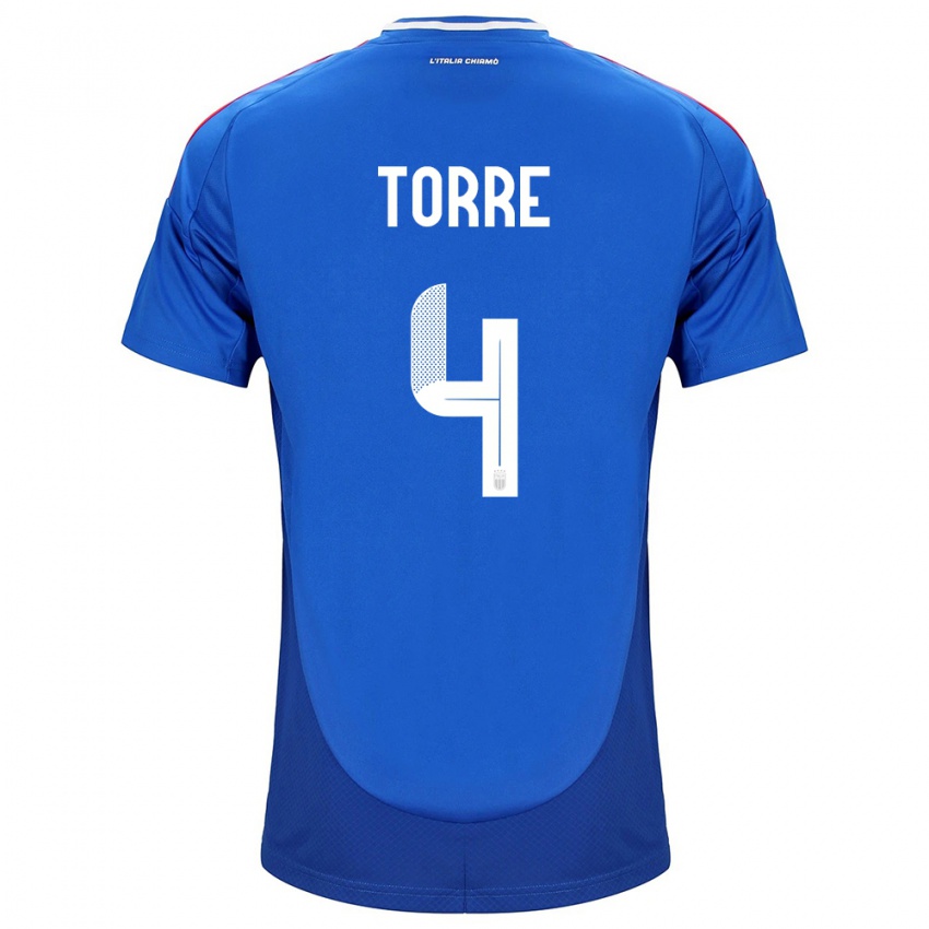 Hombre Camiseta Italia Pietro La Torre #4 Azul 1ª Equipación 24-26 La Camisa Chile