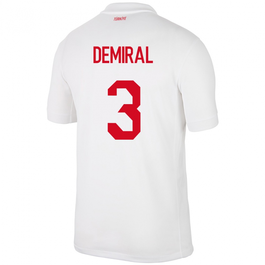 Hombre Camiseta Turquía Merih Demiral #3 Blanco 1ª Equipación 24-26 La Camisa Chile