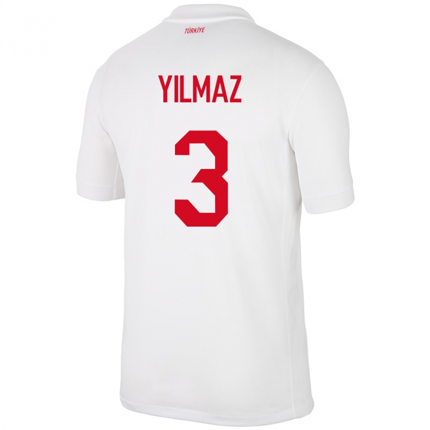 Hombre Camiseta Turquía Berkay Yılmaz #3 Blanco 1ª Equipación 24-26 La Camisa Chile