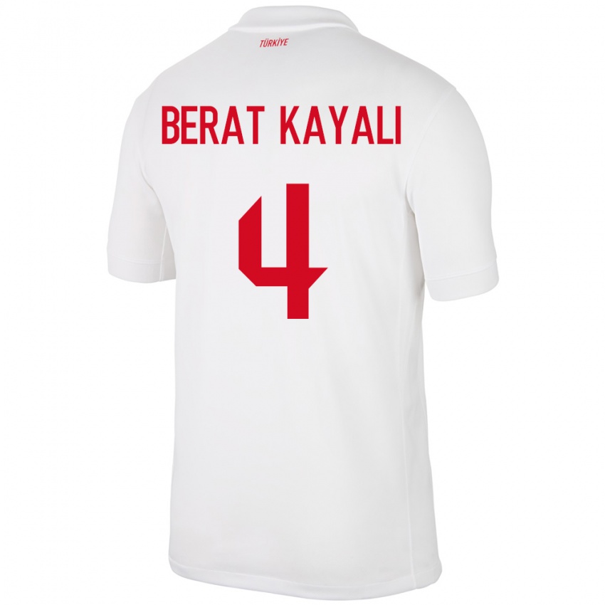 Hombre Camiseta Turquía Hasan Berat Kayalı #4 Blanco 1ª Equipación 24-26 La Camisa Chile