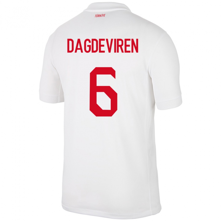 Hombre Camiseta Turquía Diren Dağdeviren #6 Blanco 1ª Equipación 24-26 La Camisa Chile