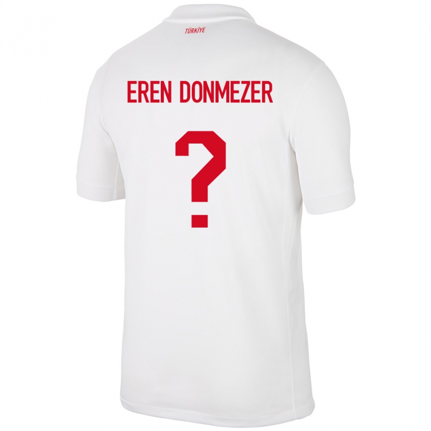 Hombre Camiseta Turquía Deniz Eren Dönmezer #0 Blanco 1ª Equipación 24-26 La Camisa Chile