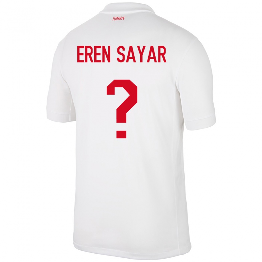 Hombre Camiseta Turquía Emin Eren Sayar #0 Blanco 1ª Equipación 24-26 La Camisa Chile
