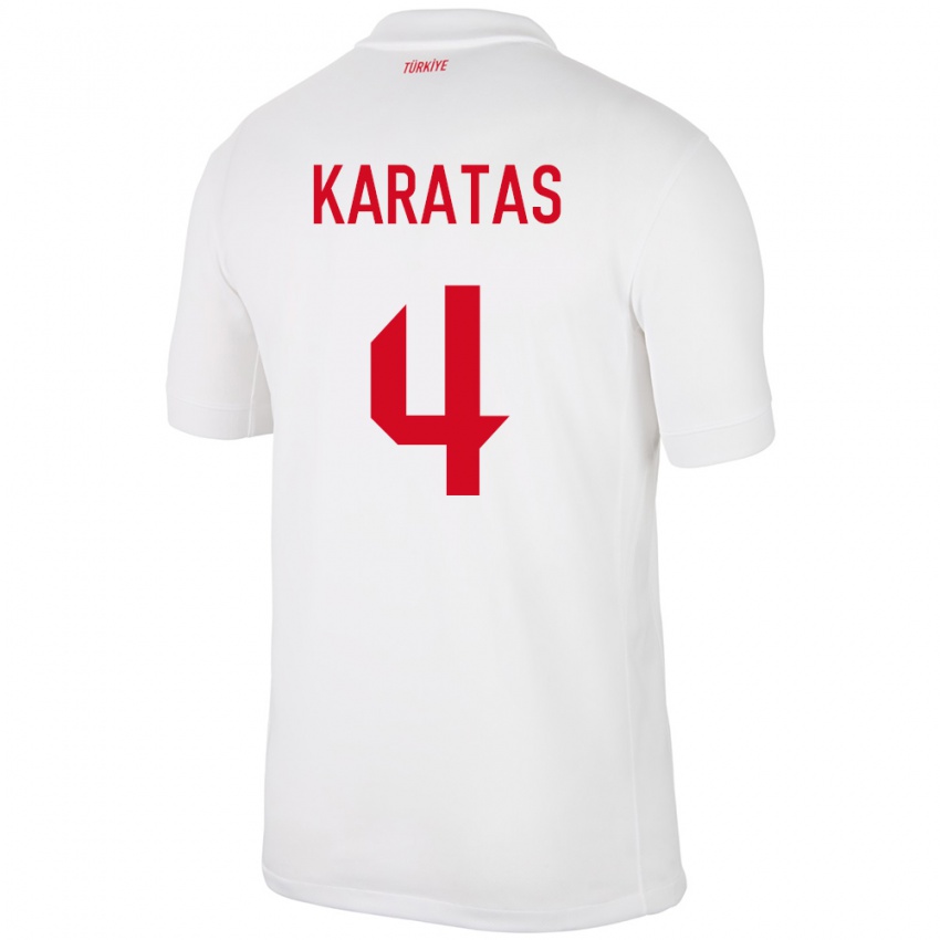 Hombre Camiseta Turquía Eda Karataş #4 Blanco 1ª Equipación 24-26 La Camisa Chile