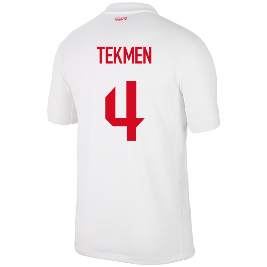 Hombre Camiseta Turquía Ece Tekmen #4 Blanco 1ª Equipación 24-26 La Camisa Chile