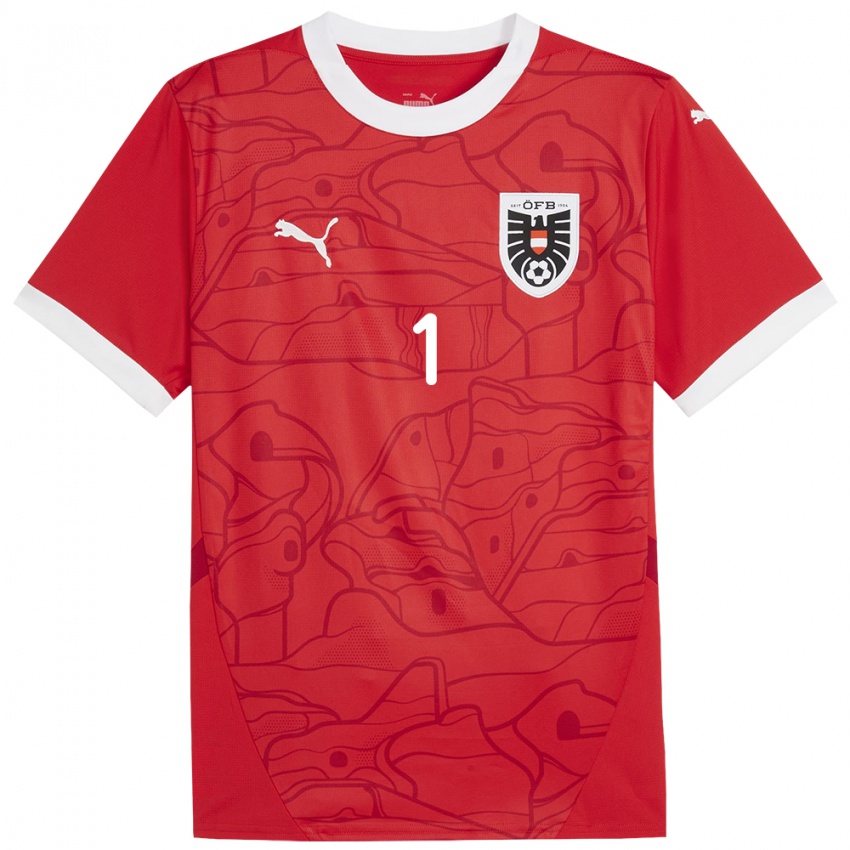 Hombre Camiseta Austria Manuela Zinsberger #1 Rojo 1ª Equipación 24-26 La Camisa Chile