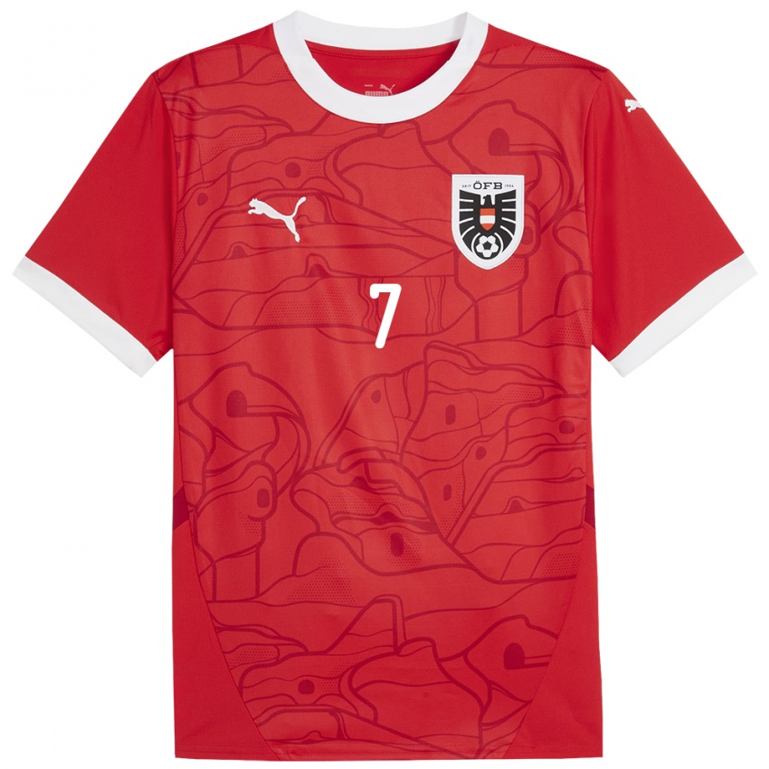 Hombre Camiseta Austria Viktoria Pinther #7 Rojo 1ª Equipación 24-26 La Camisa Chile