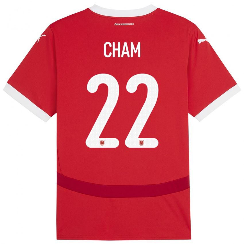 Hombre Camiseta Austria Muhammed Cham #22 Rojo 1ª Equipación 24-26 La Camisa Chile