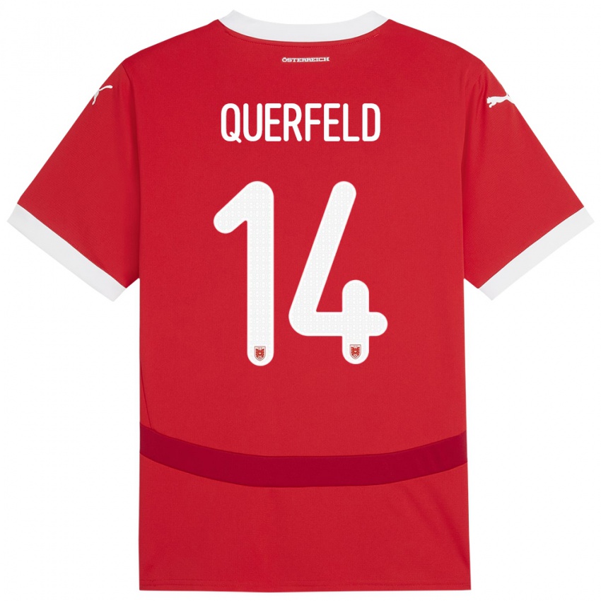 Hombre Camiseta Austria Leopold Querfeld #14 Rojo 1ª Equipación 24-26 La Camisa Chile