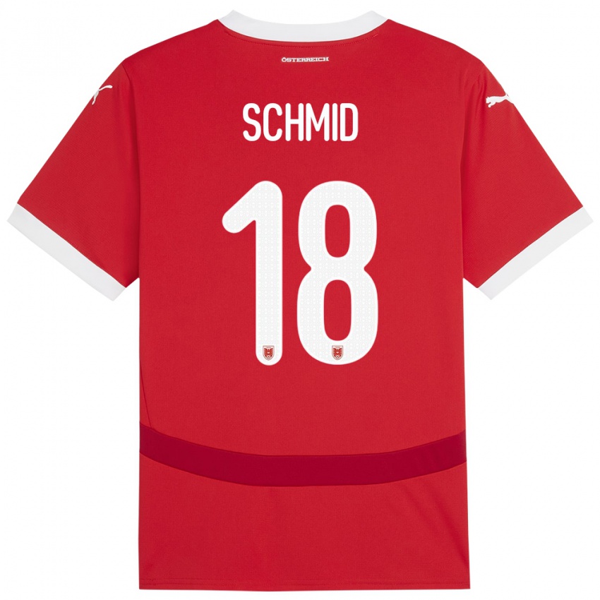 Hombre Camiseta Austria Romano Schmid #18 Rojo 1ª Equipación 24-26 La Camisa Chile