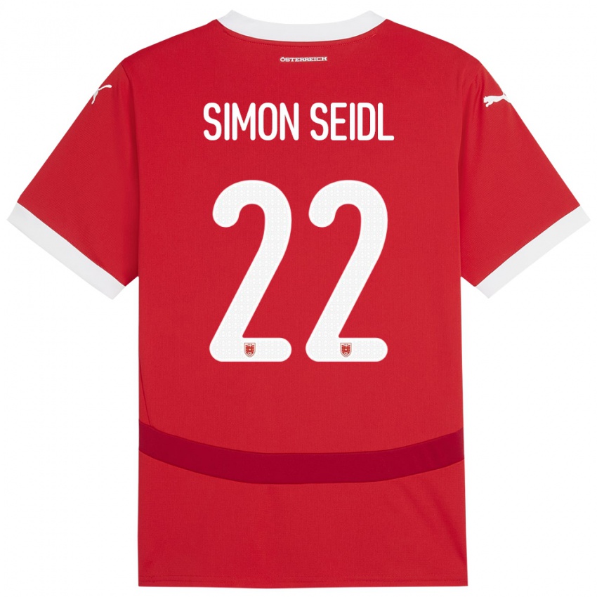 Hombre Camiseta Austria Simon Seidl #22 Rojo 1ª Equipación 24-26 La Camisa Chile