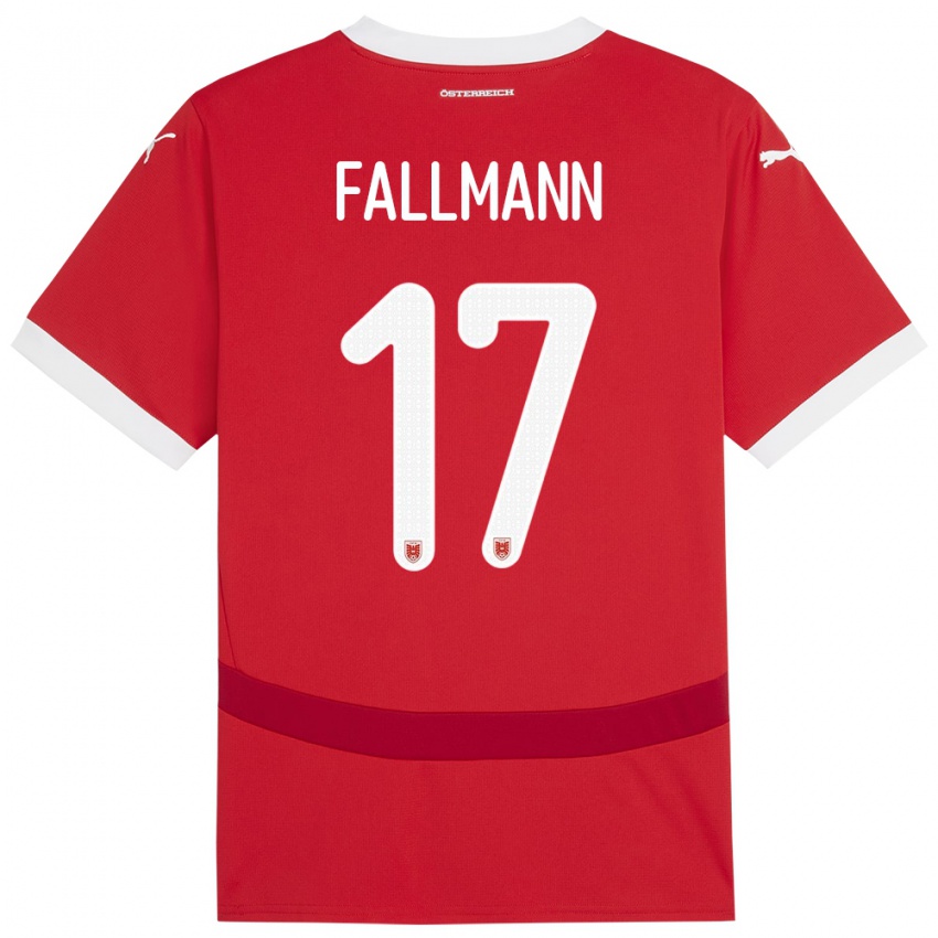 Hombre Camiseta Austria Pascal Fallmann #17 Rojo 1ª Equipación 24-26 La Camisa Chile