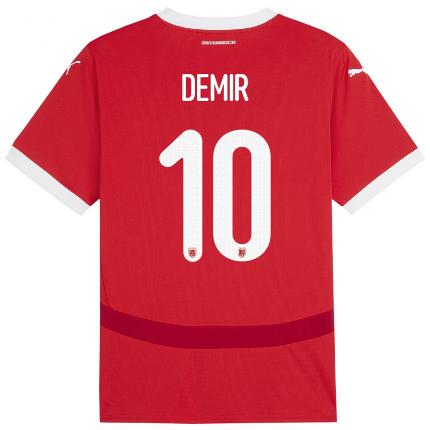 Hombre Camiseta Austria Yusuf Demir #10 Rojo 1ª Equipación 24-26 La Camisa Chile