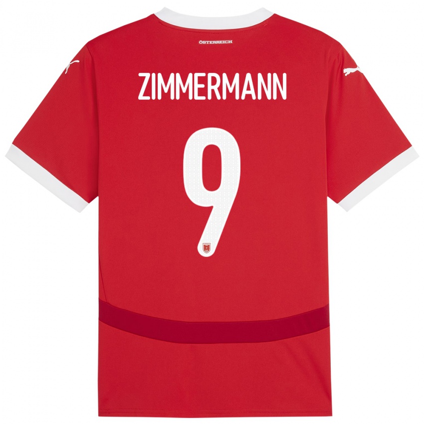 Hombre Camiseta Austria Bernhard Zimmermann #9 Rojo 1ª Equipación 24-26 La Camisa Chile