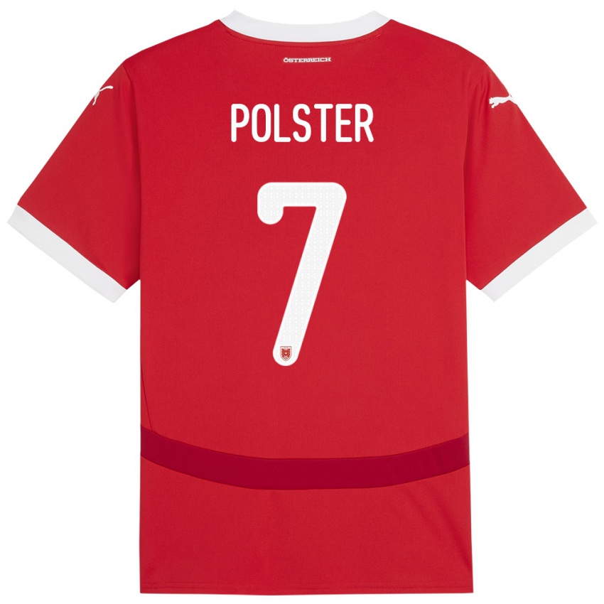 Hombre Camiseta Austria Manuel Polster #7 Rojo 1ª Equipación 24-26 La Camisa Chile