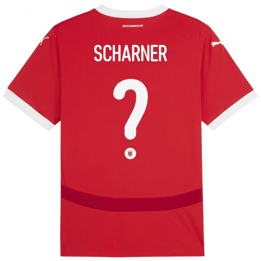 Hombre Camiseta Austria Benedict Scharner #0 Rojo 1ª Equipación 24-26 La Camisa Chile