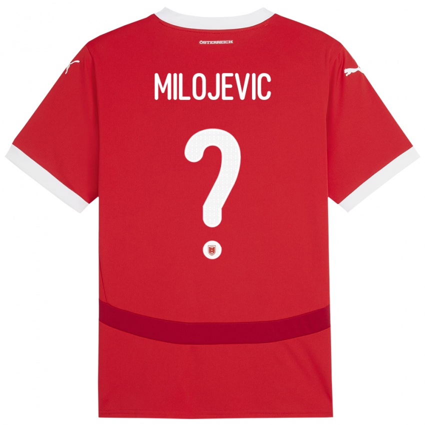 Hombre Camiseta Austria Filip Milojevic #0 Rojo 1ª Equipación 24-26 La Camisa Chile