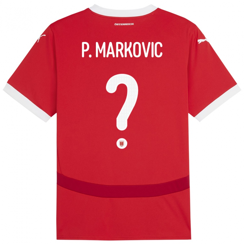 Hombre Camiseta Austria Petar Markovic #0 Rojo 1ª Equipación 24-26 La Camisa Chile