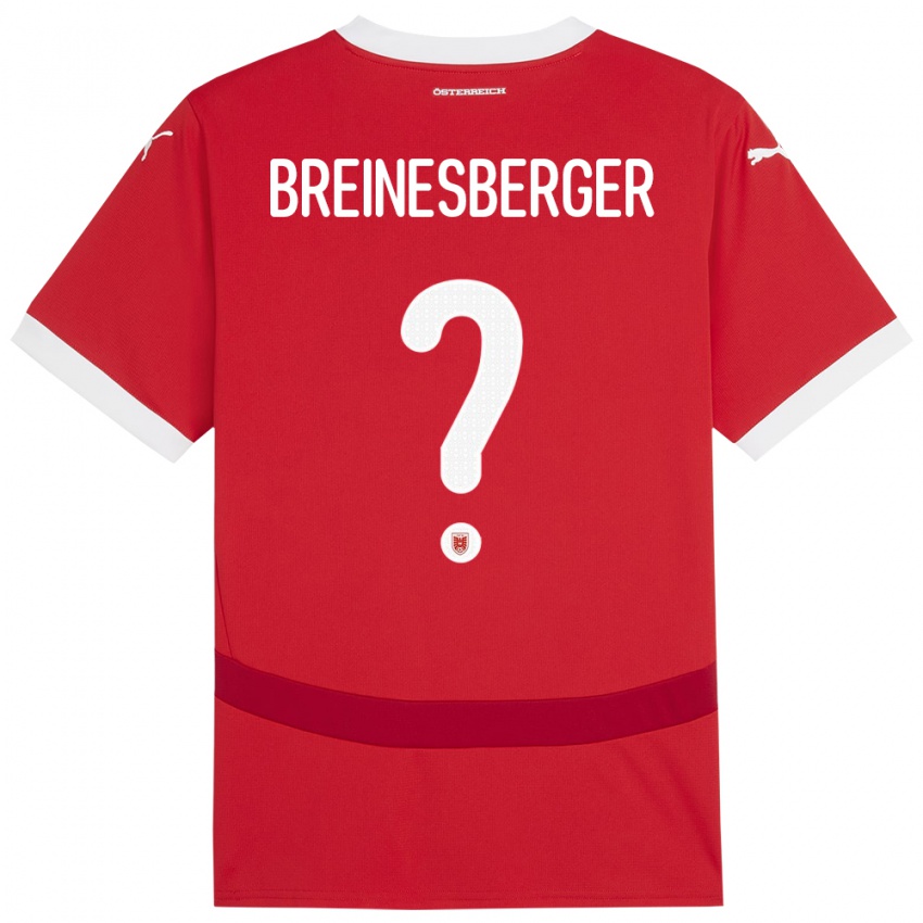 Hombre Camiseta Austria Christoph Breinesberger #0 Rojo 1ª Equipación 24-26 La Camisa Chile